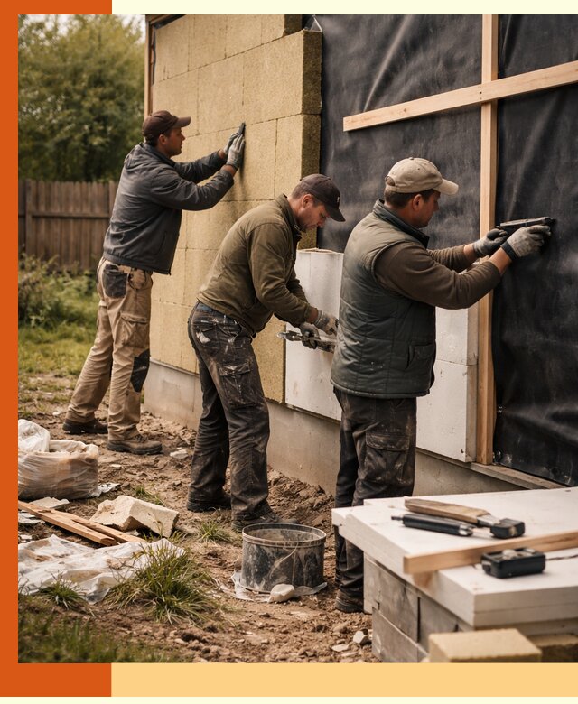 Утепление дачного дома под ключ в асбесте