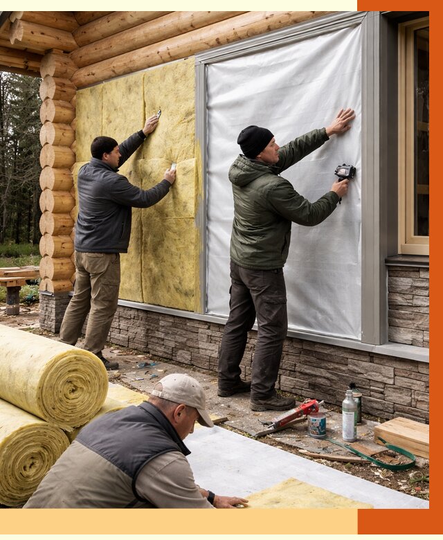 Утепление бревенчатого дома в асбесте от 7732 руб/м2 — заказать под ключ | ТепломастерСбс