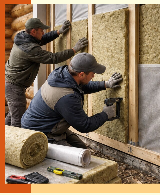 Утепление бревенчатого дома под ключ в асбесте