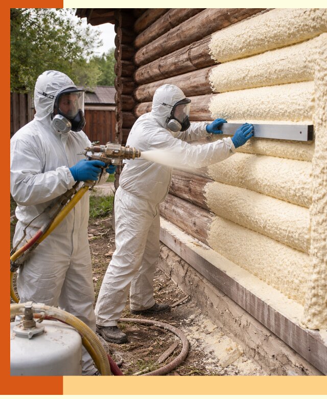 Утепление бревенчатого дома ППУ в асбесте эффективной изоляцией