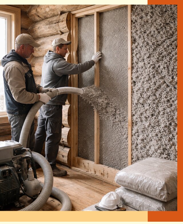 Утепление бревенчатого дома эковатой в асбесте от 2779 руб. | ТепломастерСбс