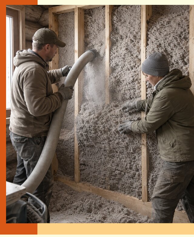 Утепление бревенчатого дома эковатой в асбесте