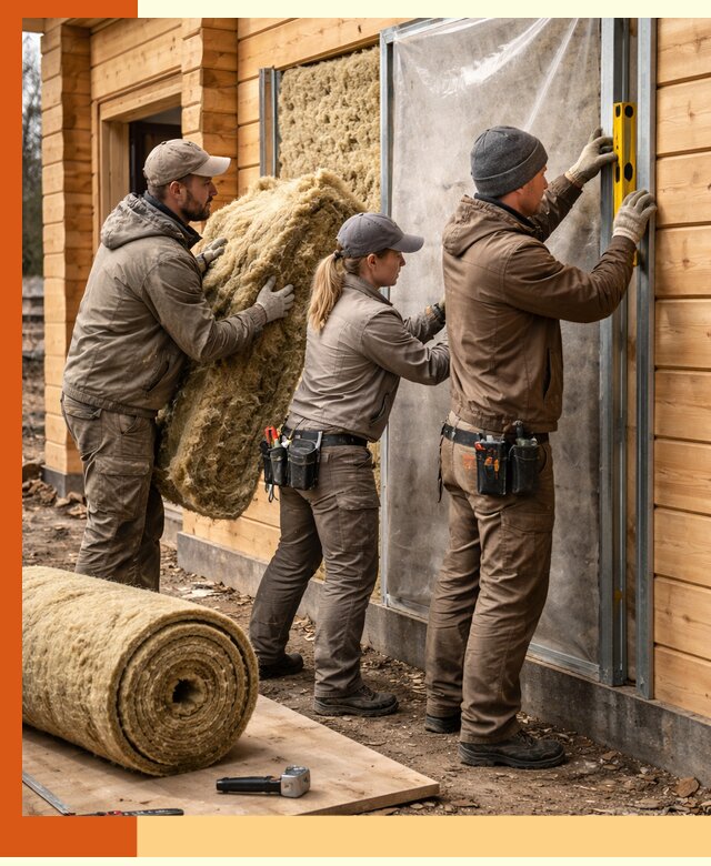 Утепление дома из двойного бруса в асбесте качественно и надёжно