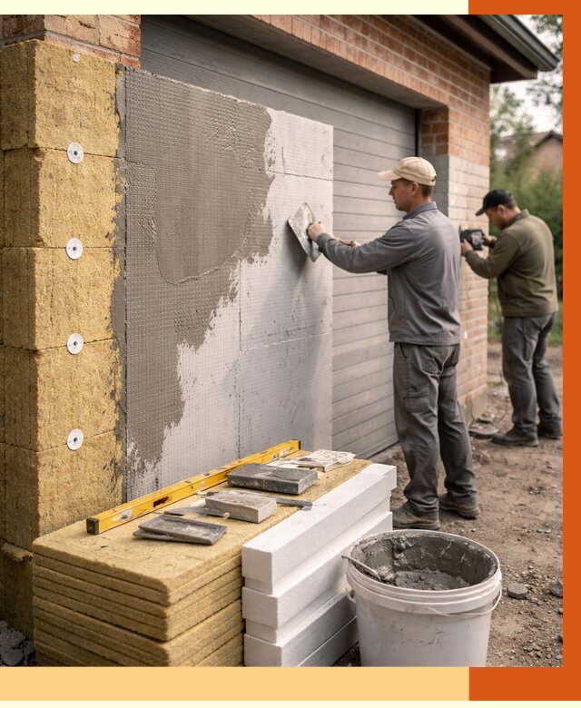 Утепление гаража снаружи в асбесте от 4245 руб. за м2 — наружное утепление под ключ | ТепломастерСбс