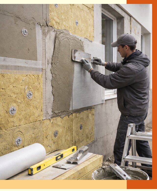 Утепление фасада под штукатурку в асбесте от 4245 руб/м2 — монтаж пенопластом и минватой | ТепломастерСбс