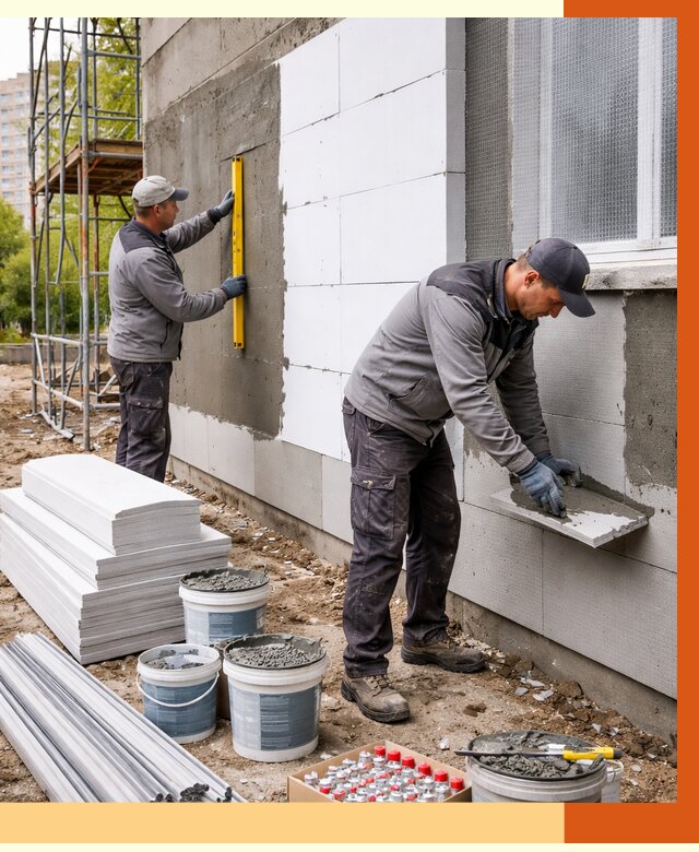 Утепление фасада и стен снаружи в асбесте от 4245 руб. | ТепломастерСбс