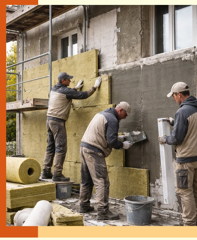 Утепление фасада зданий и домов в асбесте