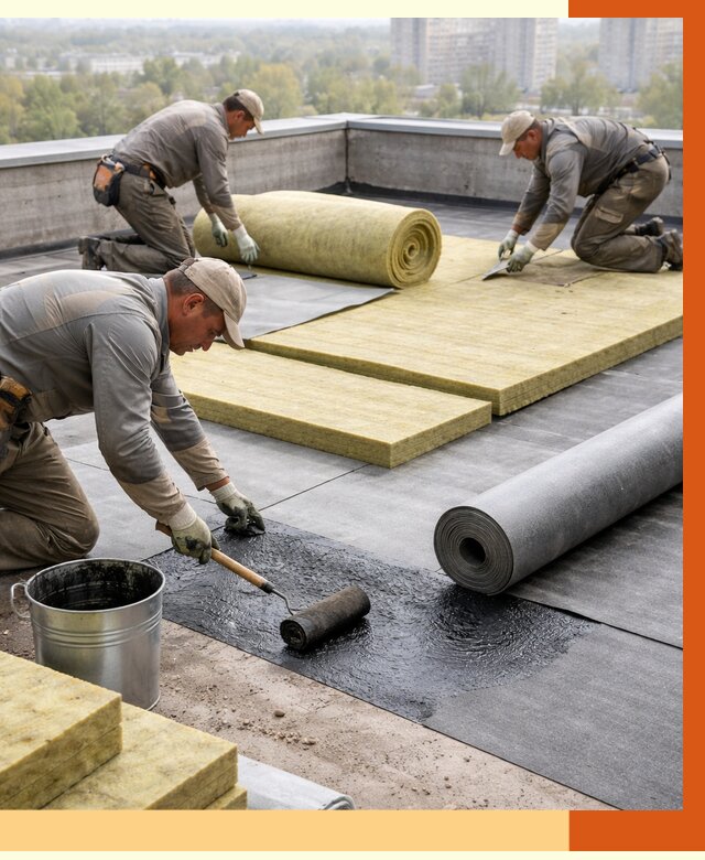 Утепление плоской крыши в асбесте от 7277 руб./м2 под ключ | ТепломастерСбс