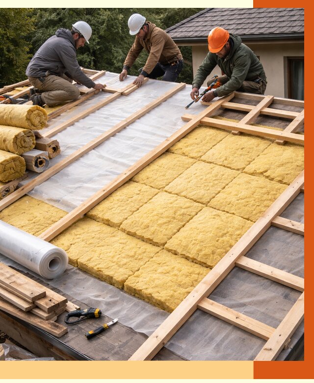 Утепление скатной крыши в асбесте от 1263 руб./м2 под ключ | ТепломастерСбс