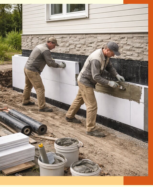 Утепление фундамента снаружи в асбесте от 4245 руб. за м² | ТепломастерСбс