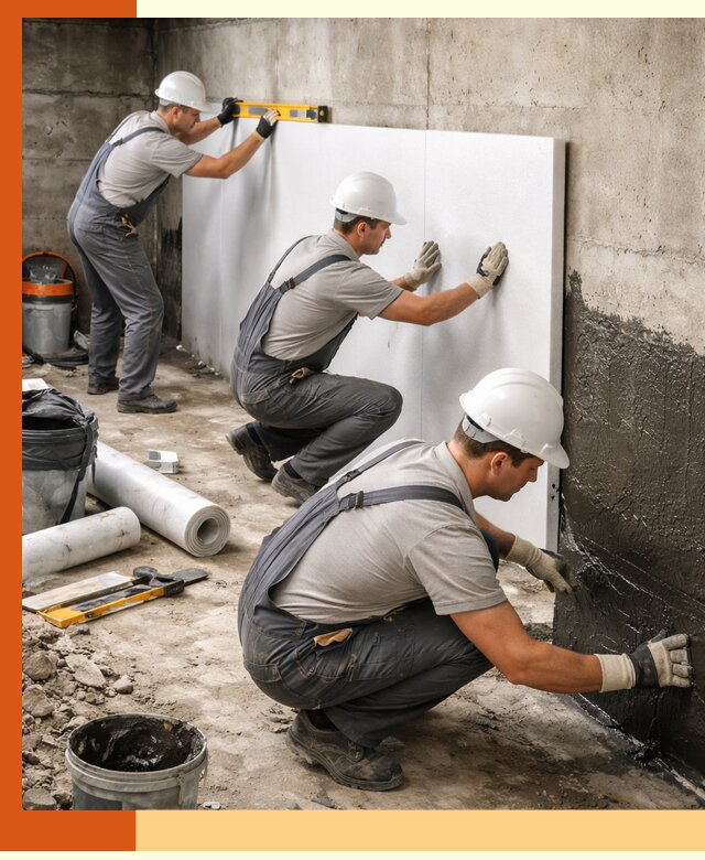 Утепление фундамента изнутри профессионально в асбесте