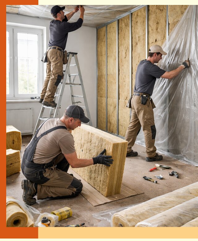 Утепление офисных помещений под ключ в асбесте