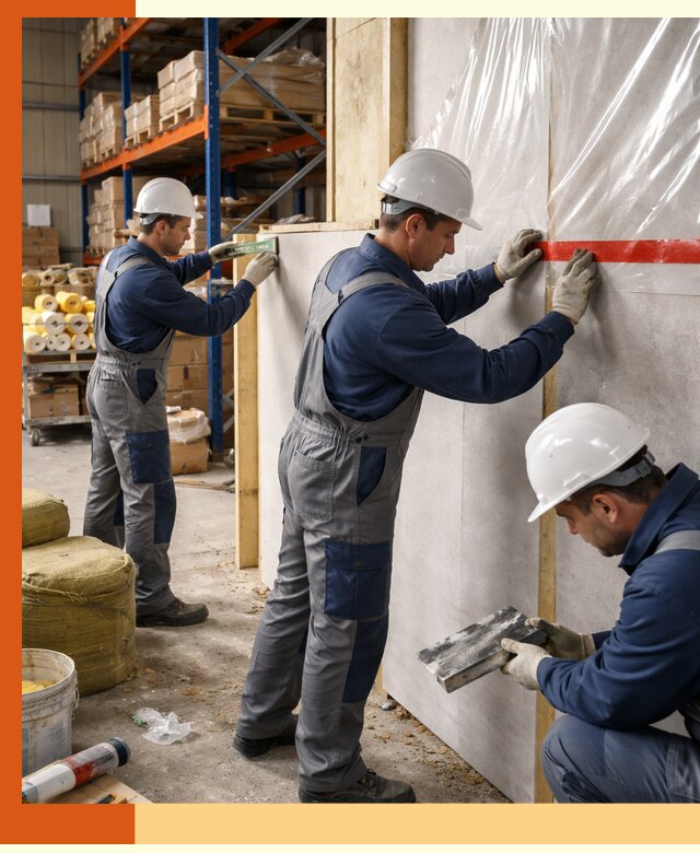 Утепление теплого склада под ключ в асбесте