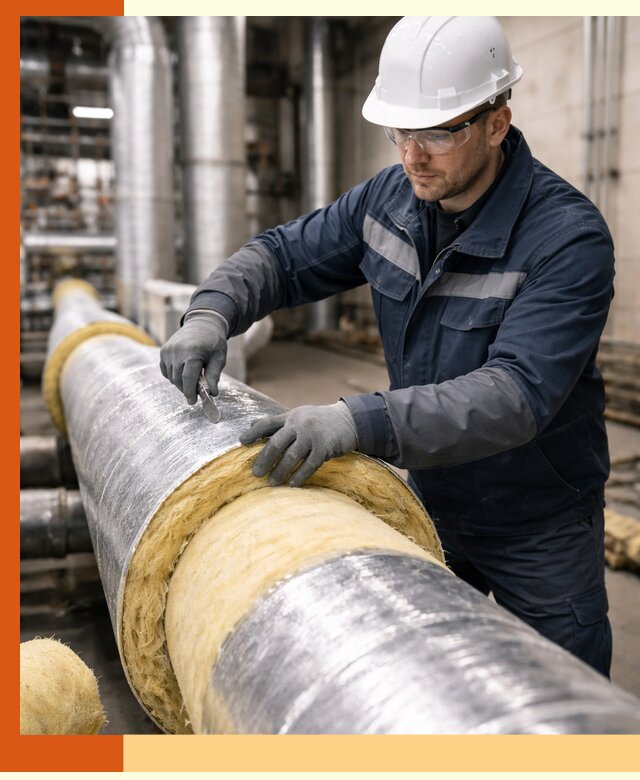 Утепление технологического оборудования и заводских установок в асбесте