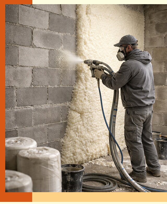 Утепление блочной стены ППУ в асбесте качественно и надёжно