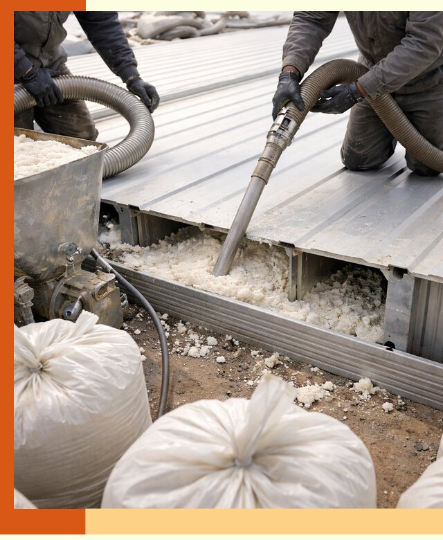 Заполнение пустот кровельных панелей пенными и мокрыми герметиками в асбесте