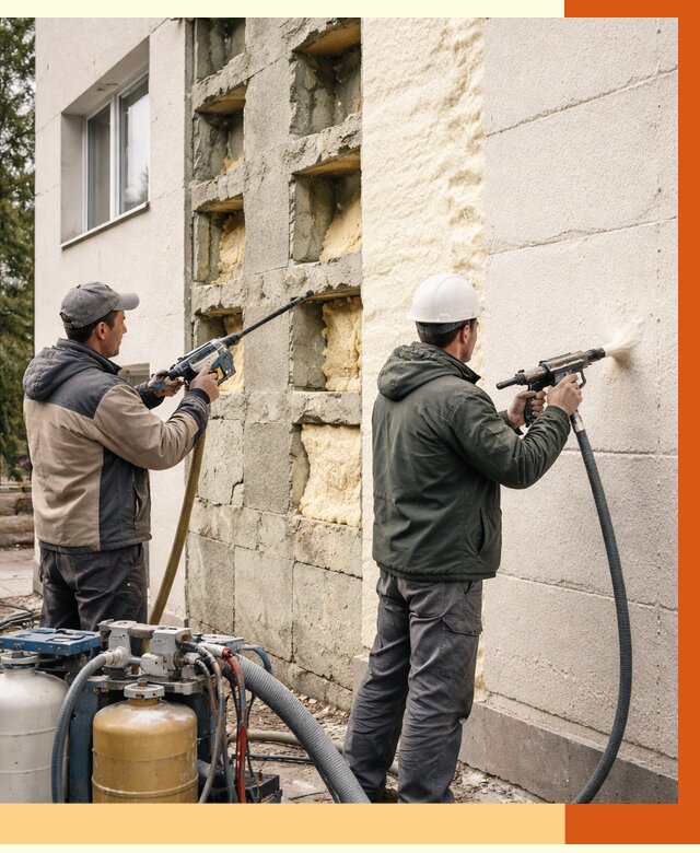 Заполнение пустот фасада в асбесте от 4548 руб. — утепление пустот облицовки | ТепломастерСбс