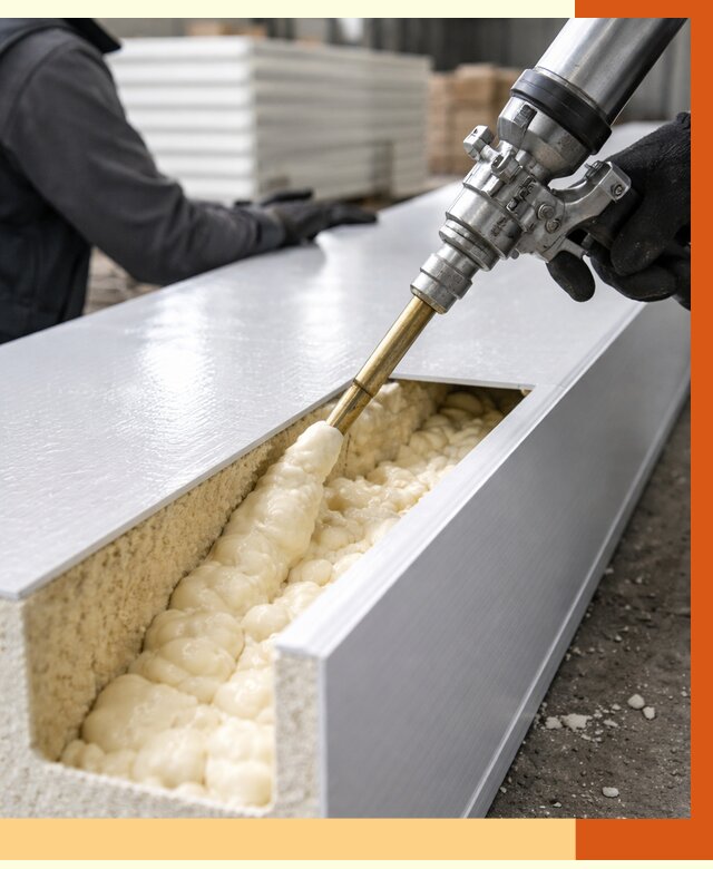 Заполнение пустот холодильных панелей в асбесте от 7580 руб. | ТепломастерСбс