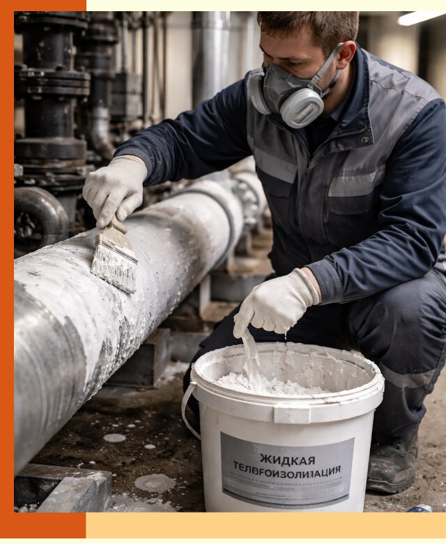 Утепление оборудования жидкой теплоизоляцией в асбесте