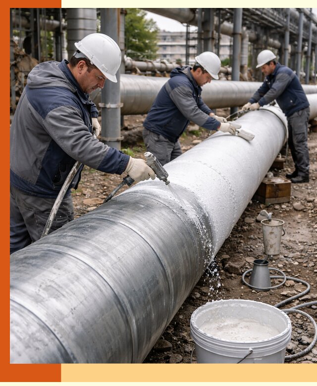 Утепление теплотрассы жидкой теплоизоляцией в асбесте