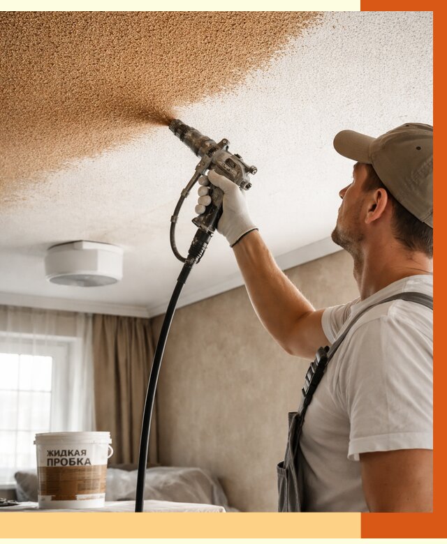 Утепление потолка жидкой пробкой в асбесте от 3537 руб. | ТепломастерСбс