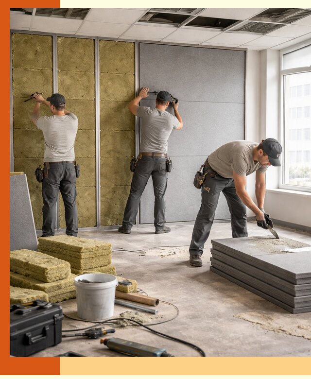 Профессиональная шумоизоляция офисов в асбесте для комфорта сотрудников