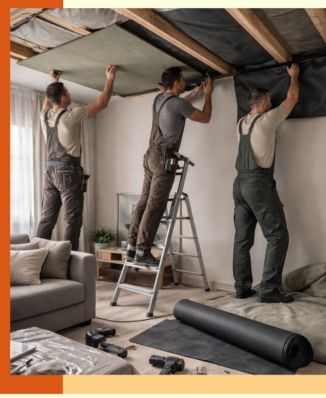 Шумоизоляция потолка в асбесте — профессиональное устранение шумов