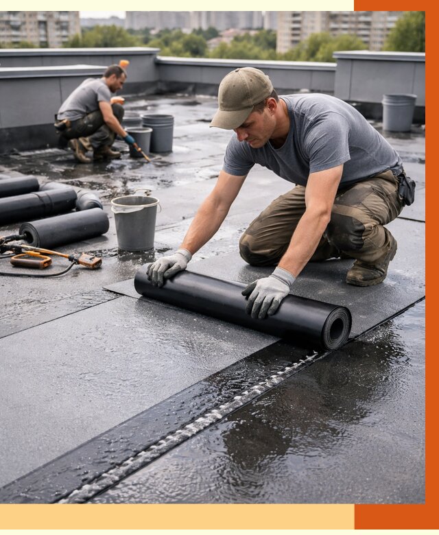 Гидроизоляция плоской кровли в асбесте от 4548 руб./м2 — профессионально | ТепломастерСбс