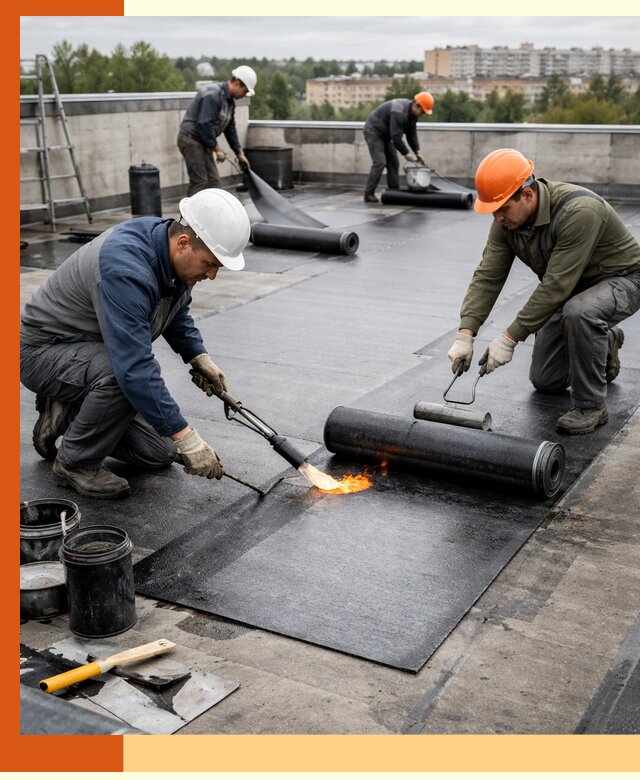 Профессиональная гидроизоляция плоской кровли в асбесте