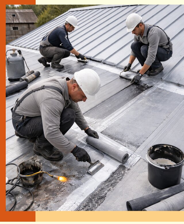 Гидроизоляция металлической кровли с гарантией в асбесте