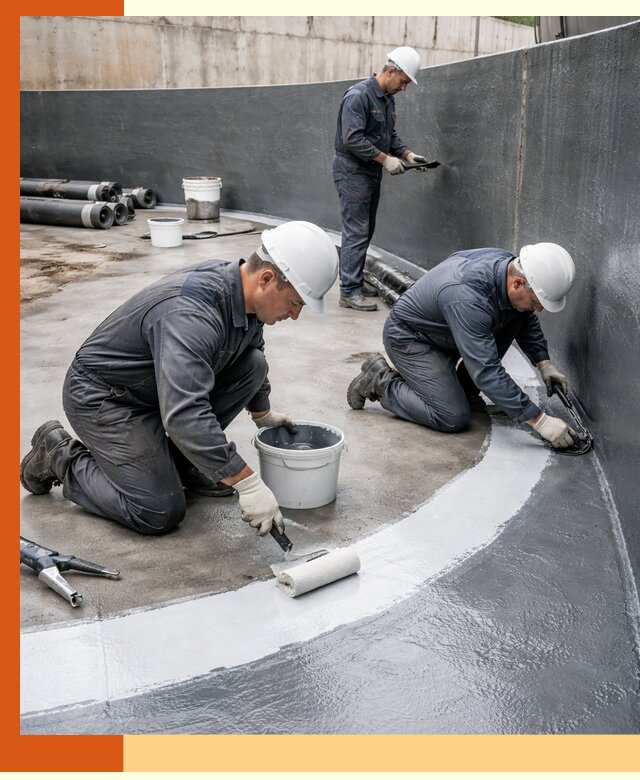 Гидроизоляция резервуара для топлива в асбесте