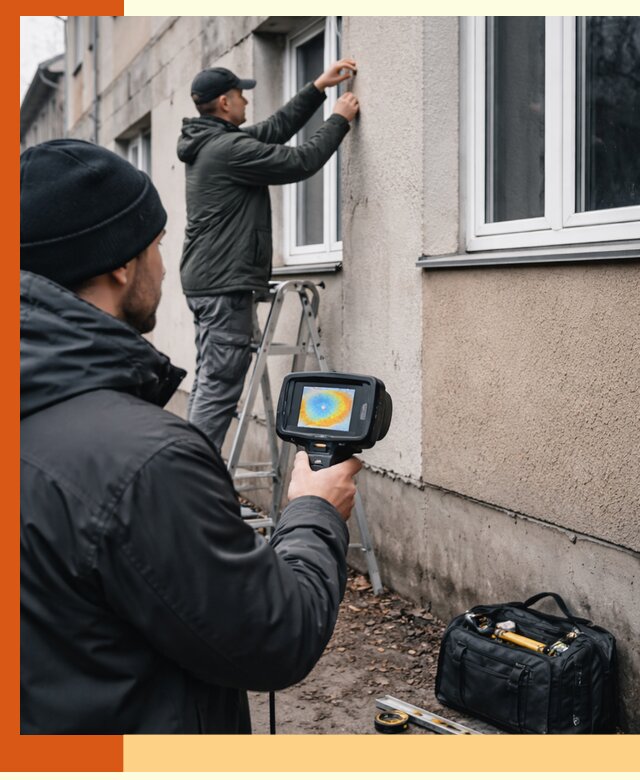 Тепловизионное обследование фасада в асбесте для выявления дефектов