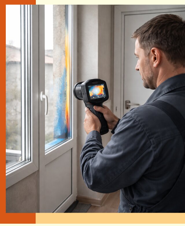 Тепловизионное обследование окон и дверей в асбесте
