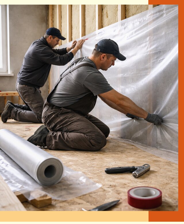 Монтаж пароизоляции в асбесте от 2527 руб. — установка и укладка под ключ | ТепломастерСбс